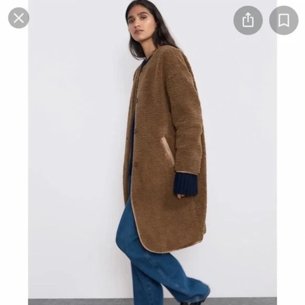 Zara Cozy Faux Fur Brown Teddy Jacket - Picture 4 of 4